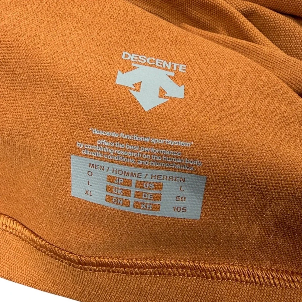 Descente Dualis Polo Shirt Men L Orange Short Sleeve Performance Athletic Top